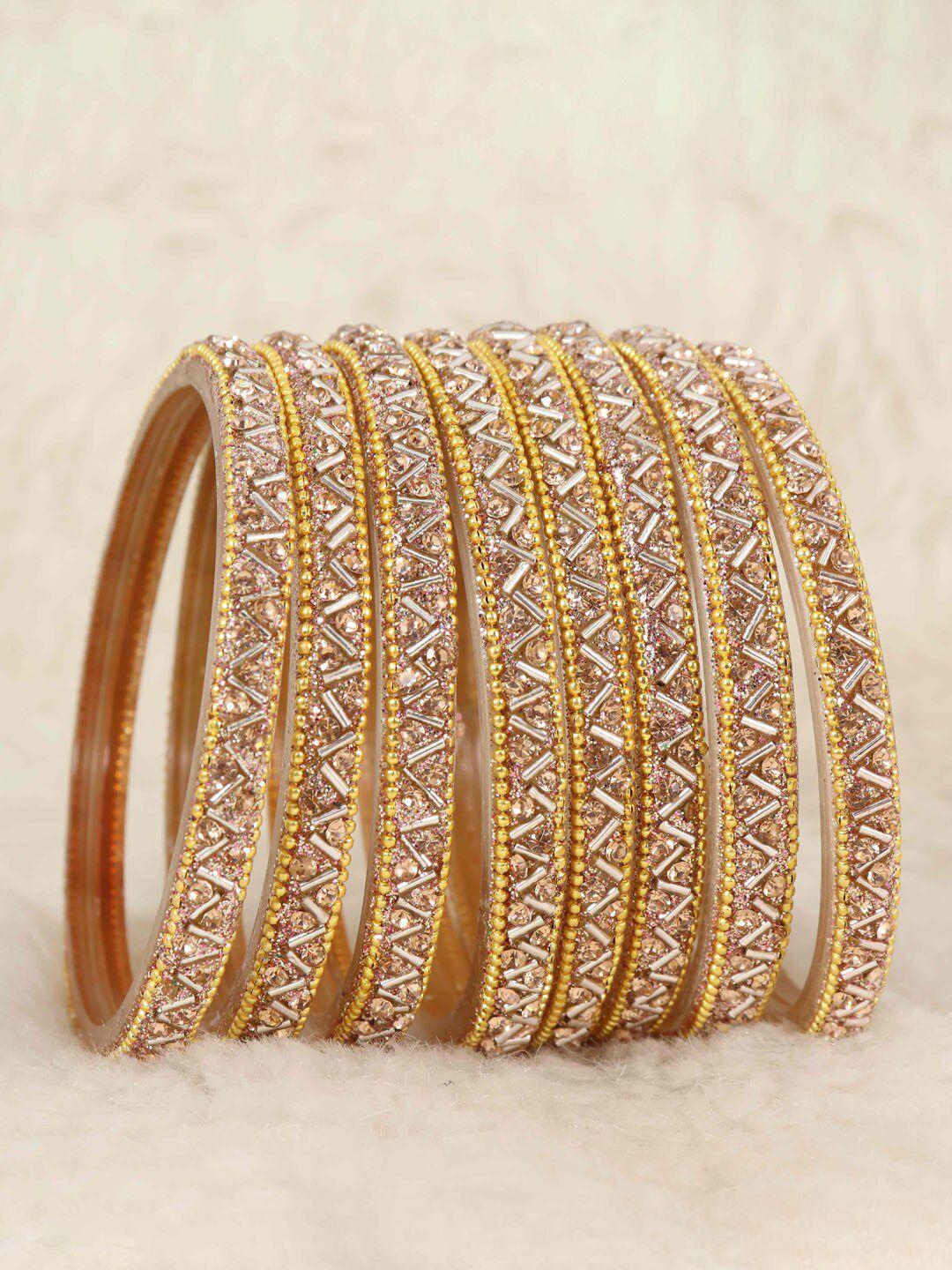 nmii set of 8 zircon gemstone-studded & beaded bangles
