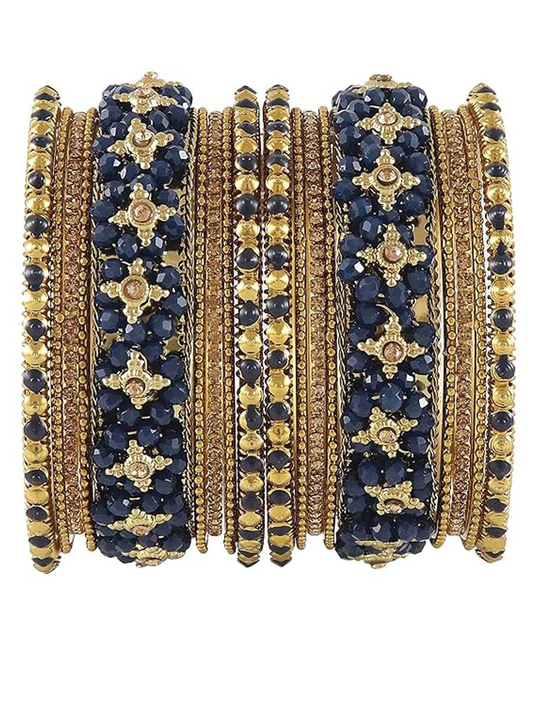 nmii set of 18 zircon gemstone studded bangles