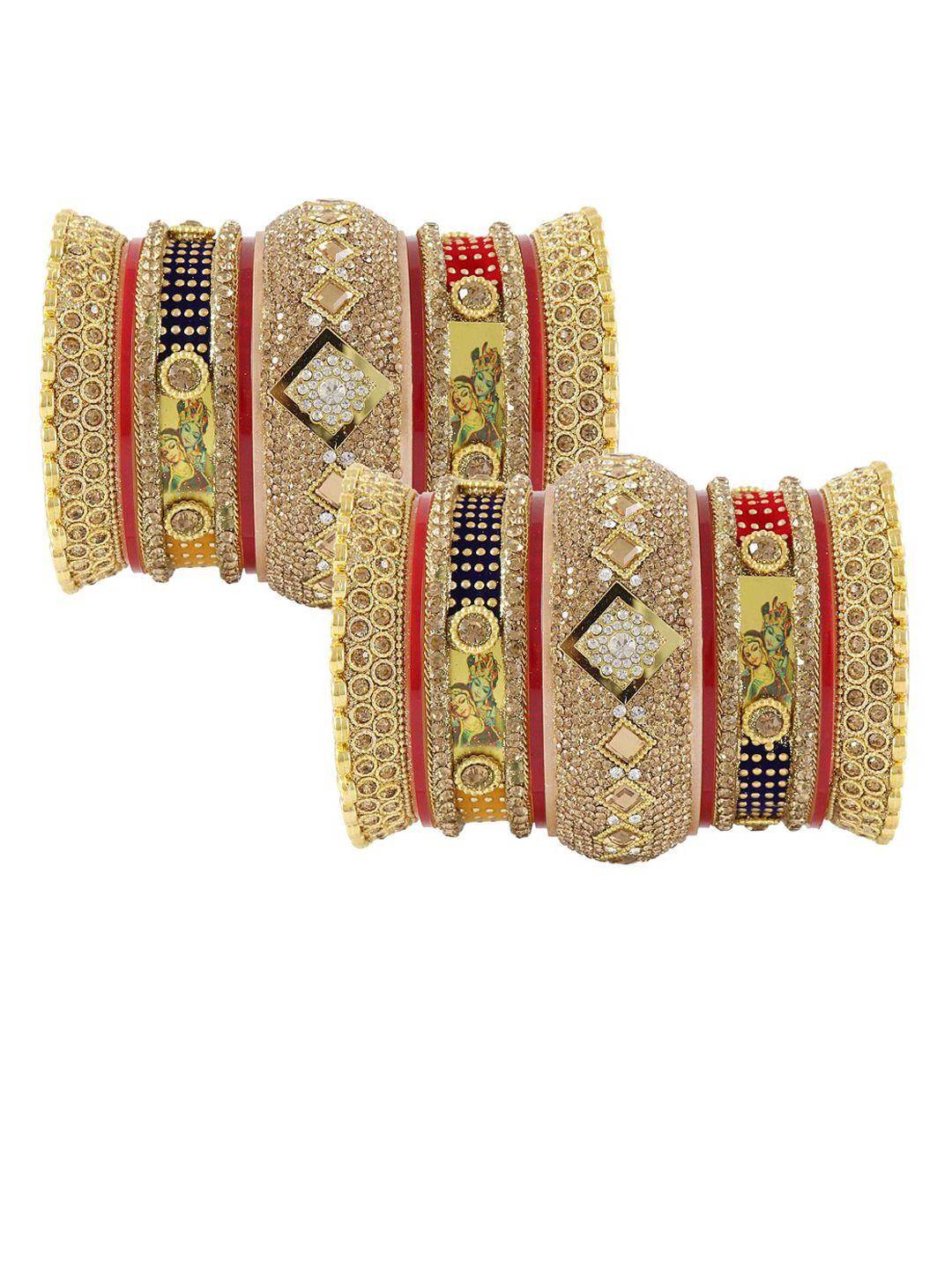 nmii set of 18 zircon gemstone studded radha krishna bangles