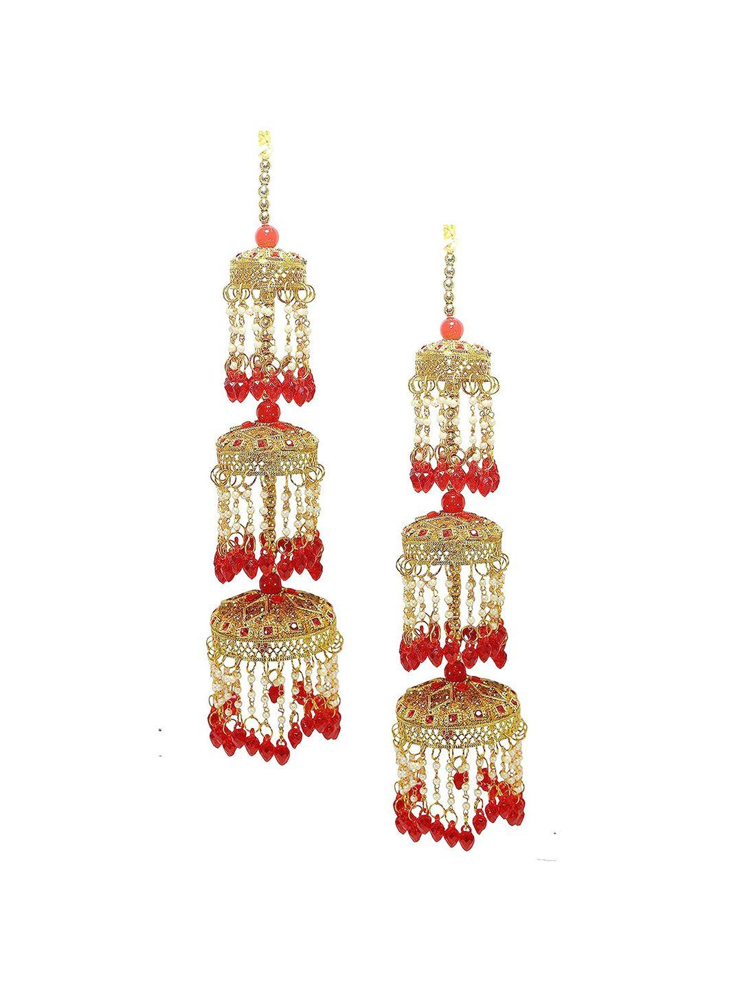 nmii set of 2 gold-plated stone-studded & beaded kaleeras