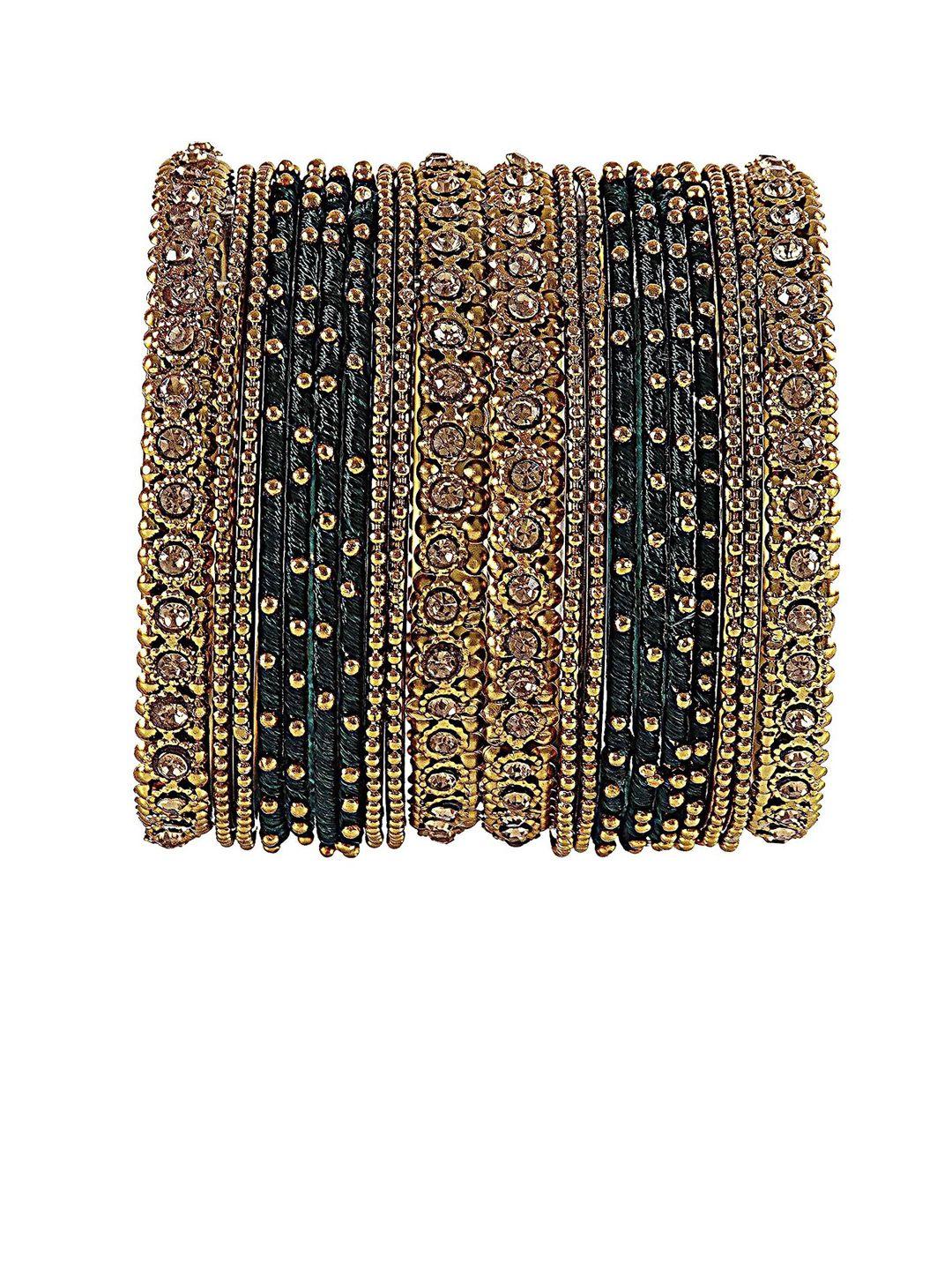 nmii set of 20 zircon stone studded silk thread antique bangles