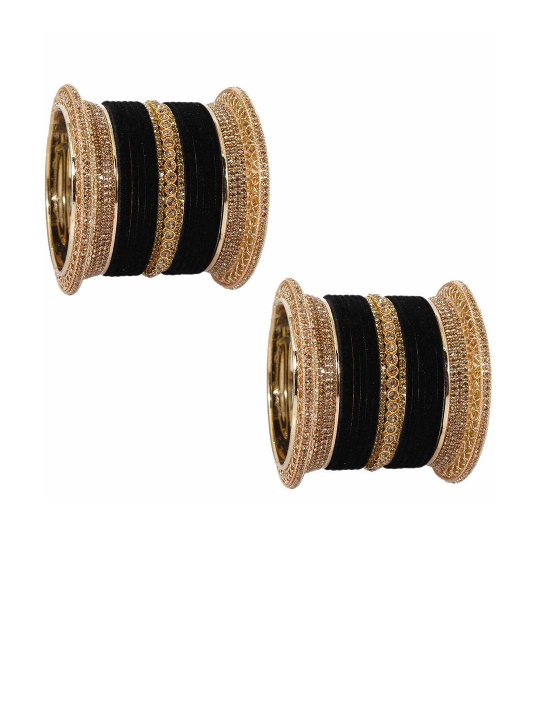 nmii set of 34 gold-plated zircon studded chuda bangles