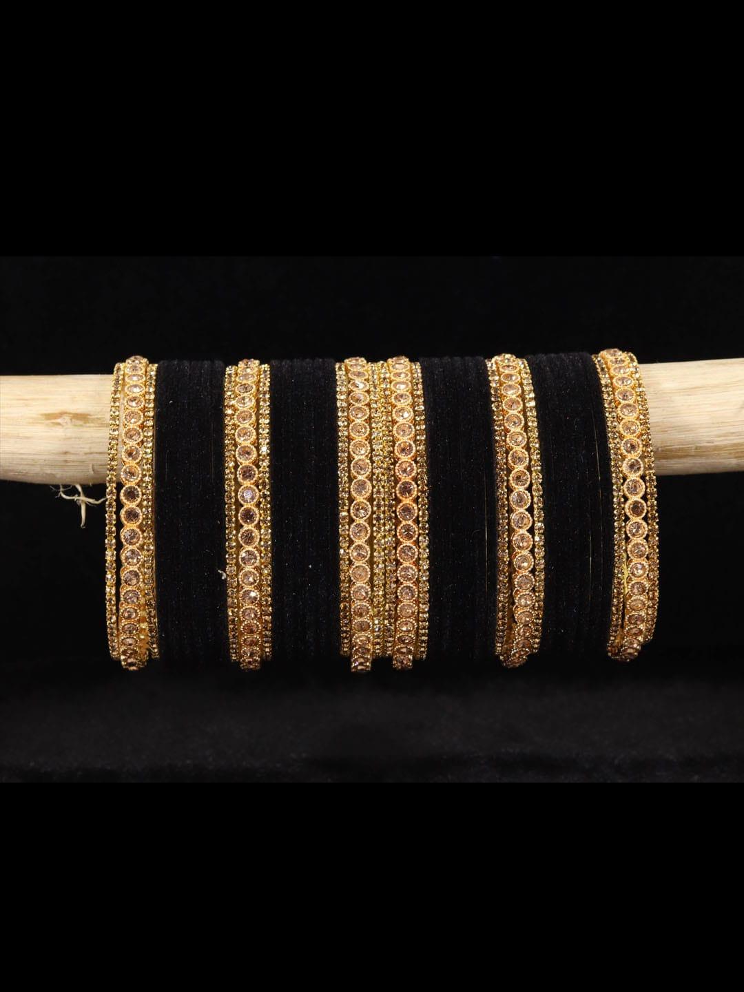 nmii set of 42 artificial stones studded & velvet bangles