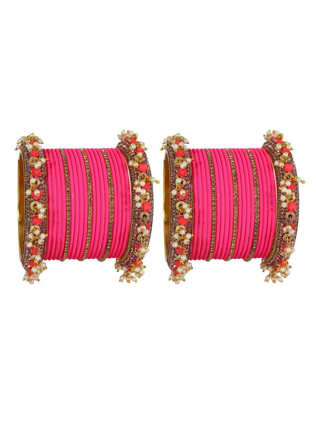 nmii set of 42 zircon gemstone studded latkan bangles