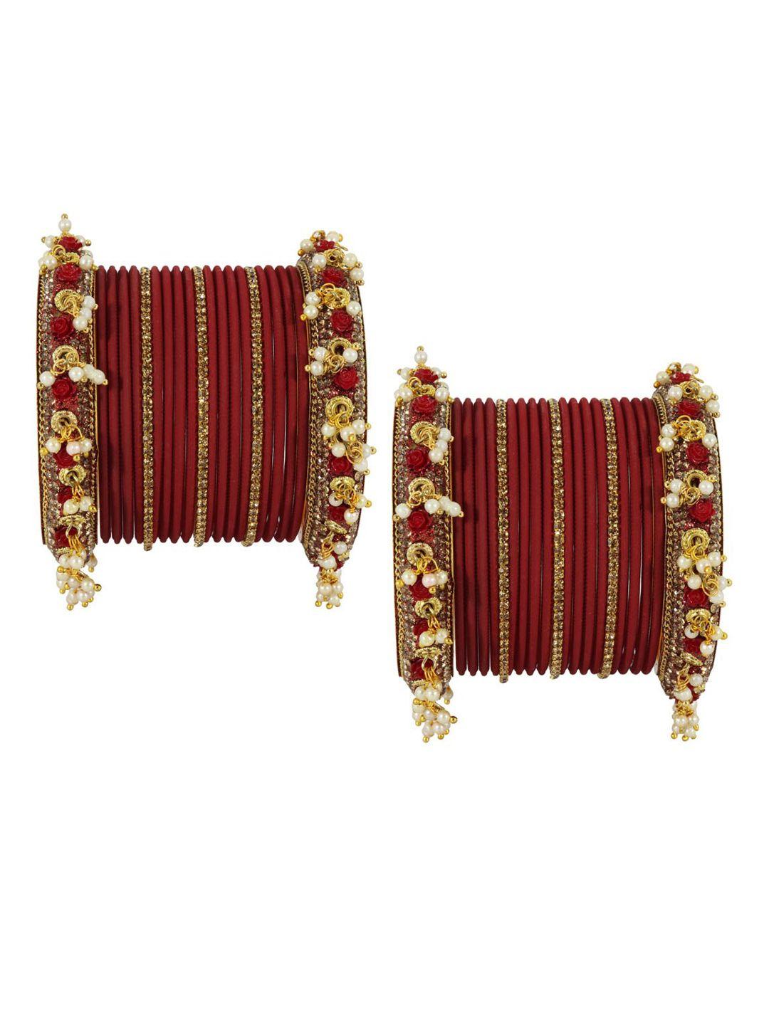 nmii set of 42 zircon gemstone studded latkan chuda bangles