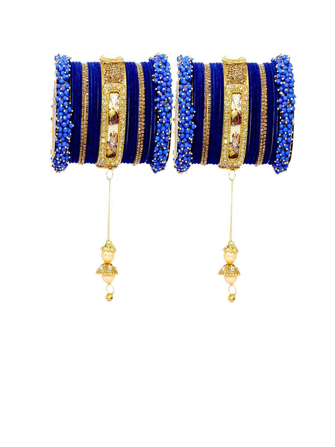 nmii set of 46 stone-studded & pearl detailed bangles set