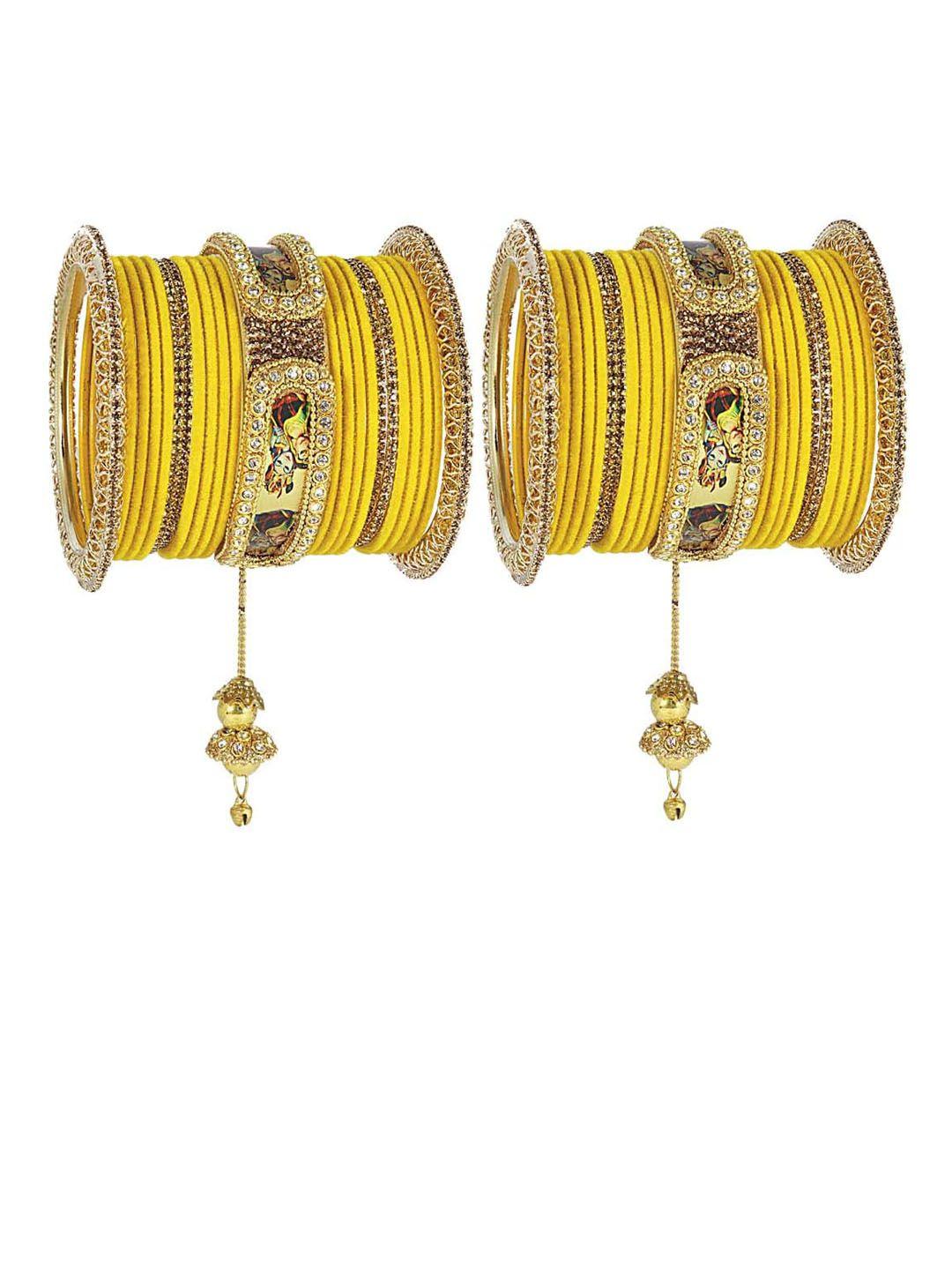 nmii set of 46 stone-studded raadha krishna printed design latkan bangles