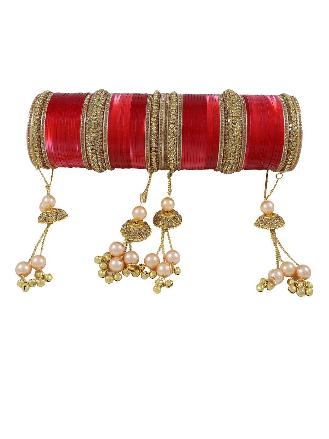 nmii set of 60 zircon gemstone-studded & beaded bride bangle