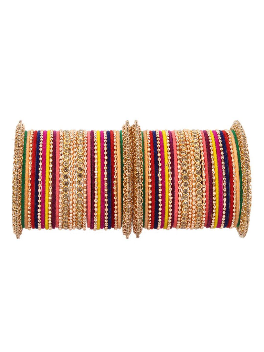 nmii set of 60 zircon gemstone studded metal bangles