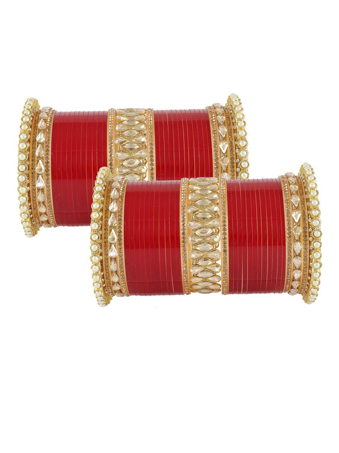 nmii set of 70 cubic zirconia & beads-studded bangle set