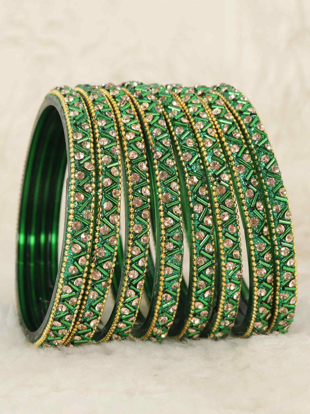nmii set of 8 zircon gemstone-studded & beaded bangles
