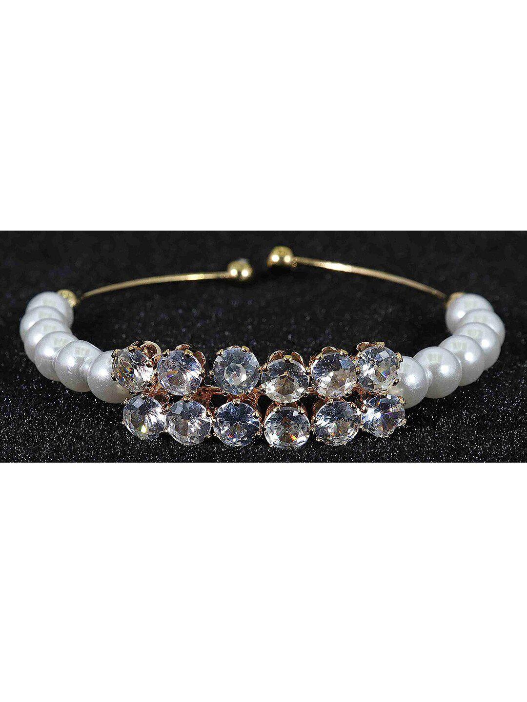 nmii women gold-plated american diamond bangle-style bracelet