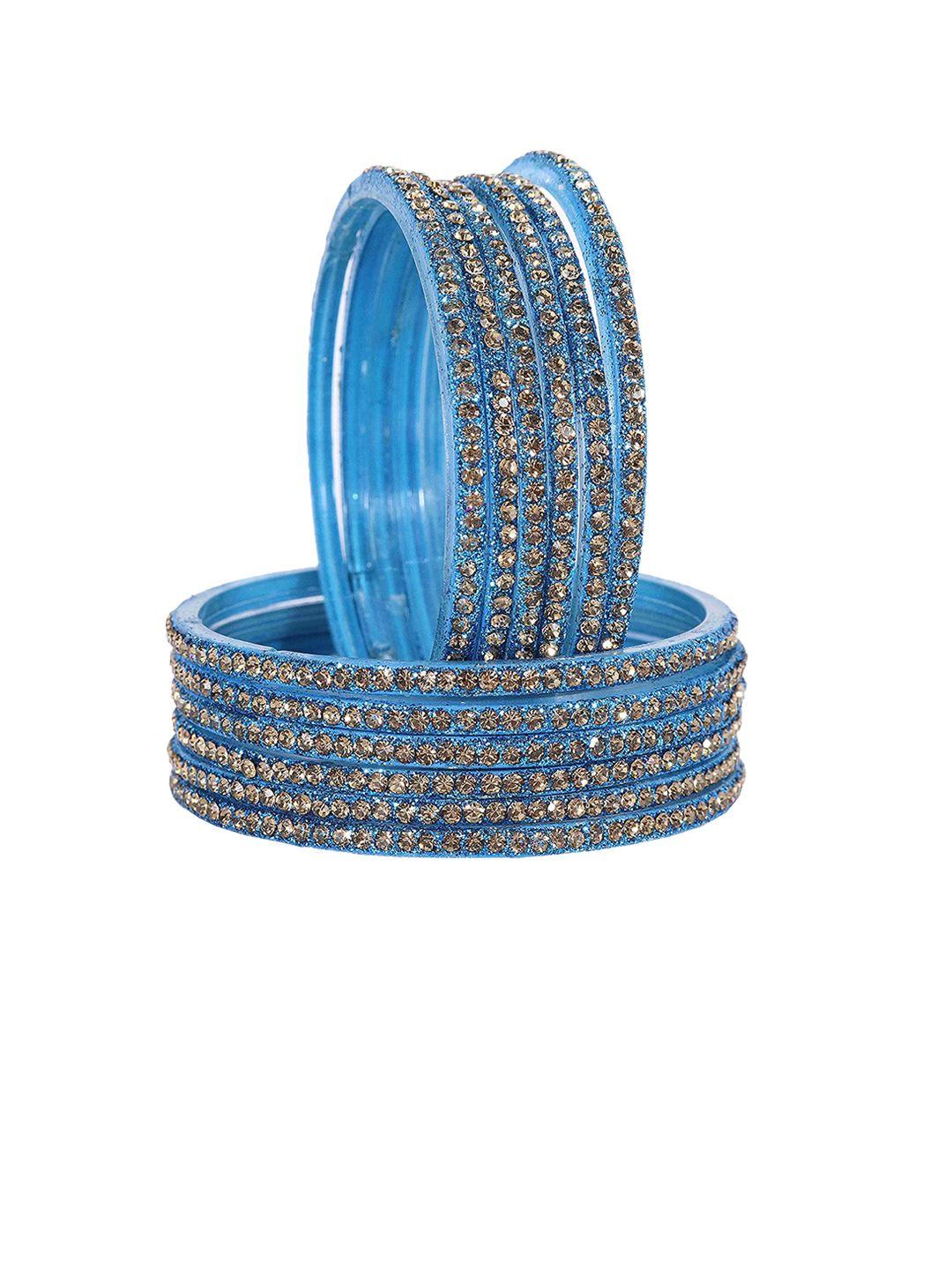 nmii women set of 12 zircon gemstone studded glossy finished glass bangles