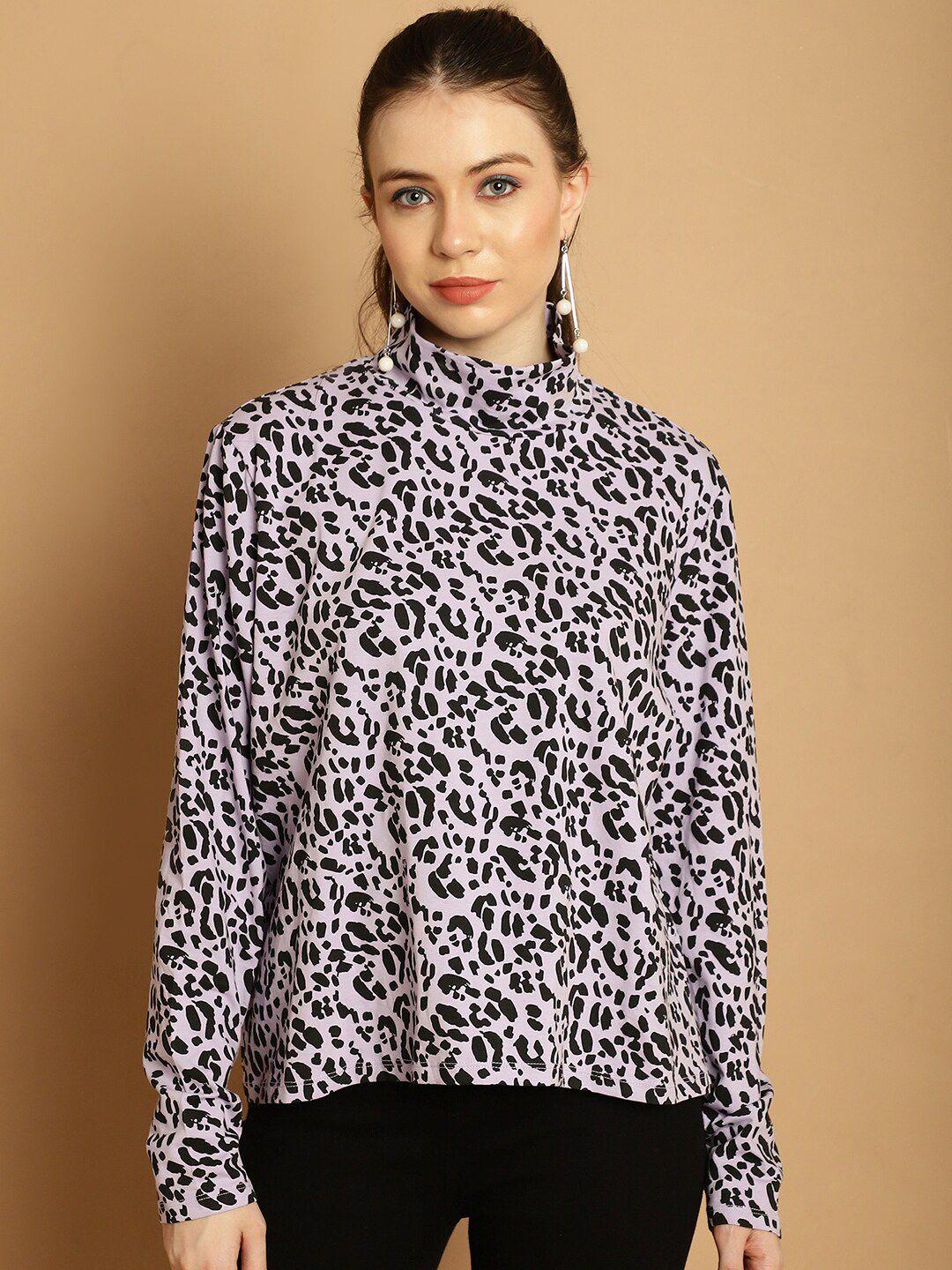 nobarr animal printed high neck regular top