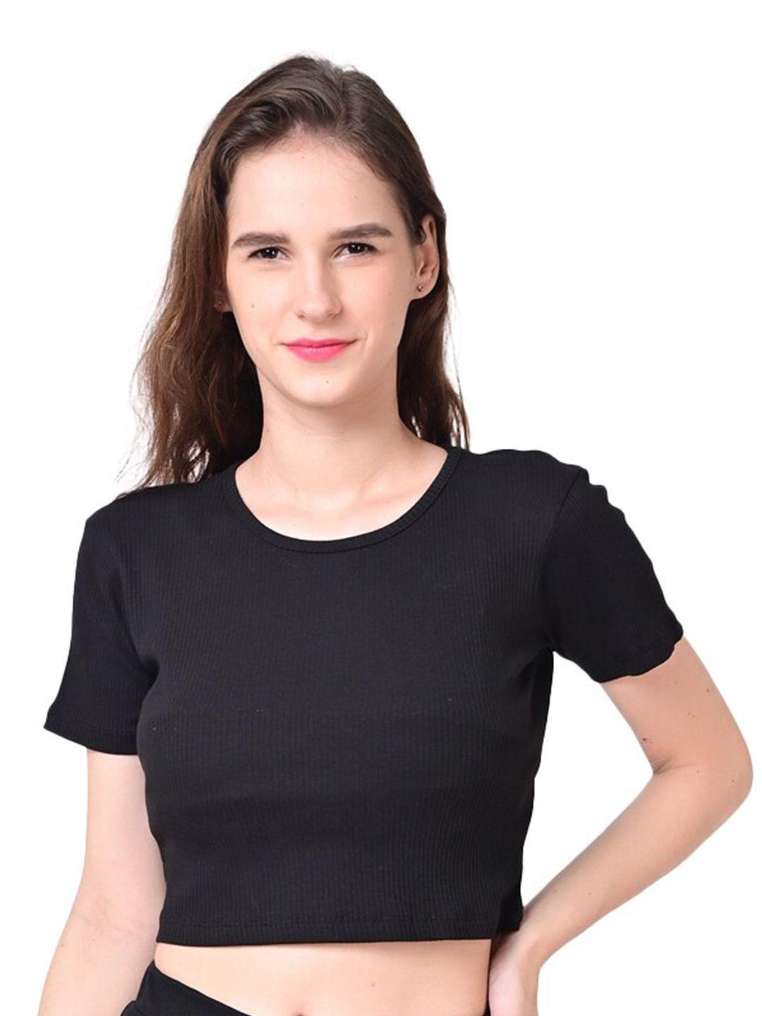 nobarr black regular crop top