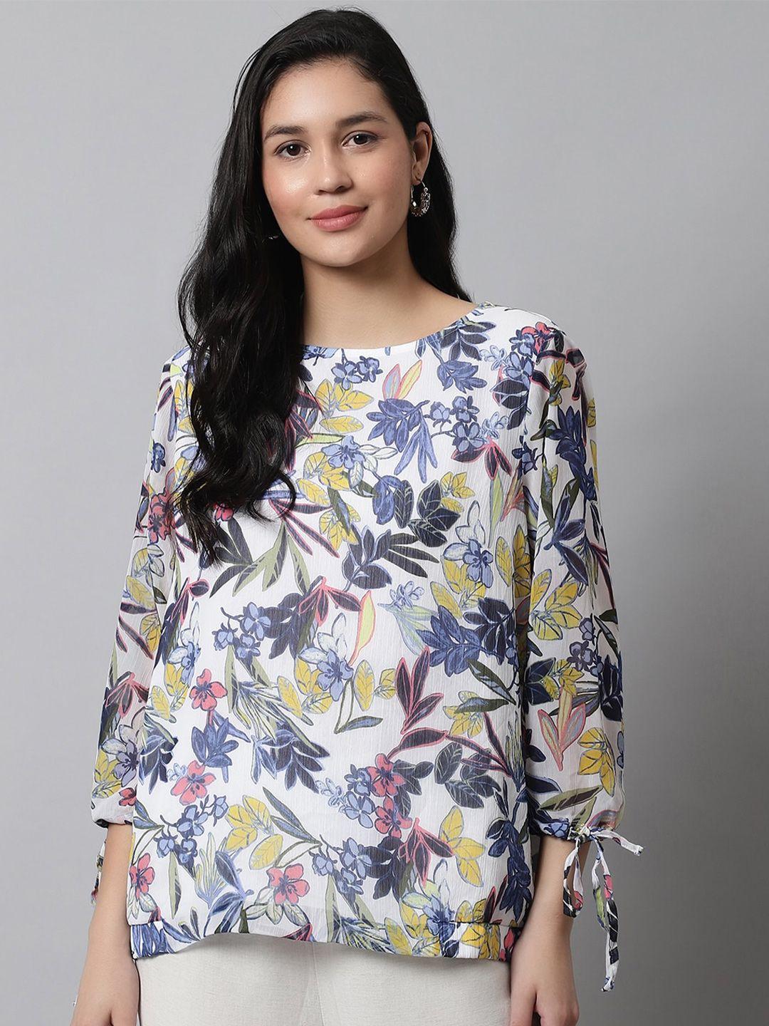 nobarr blue floral print top