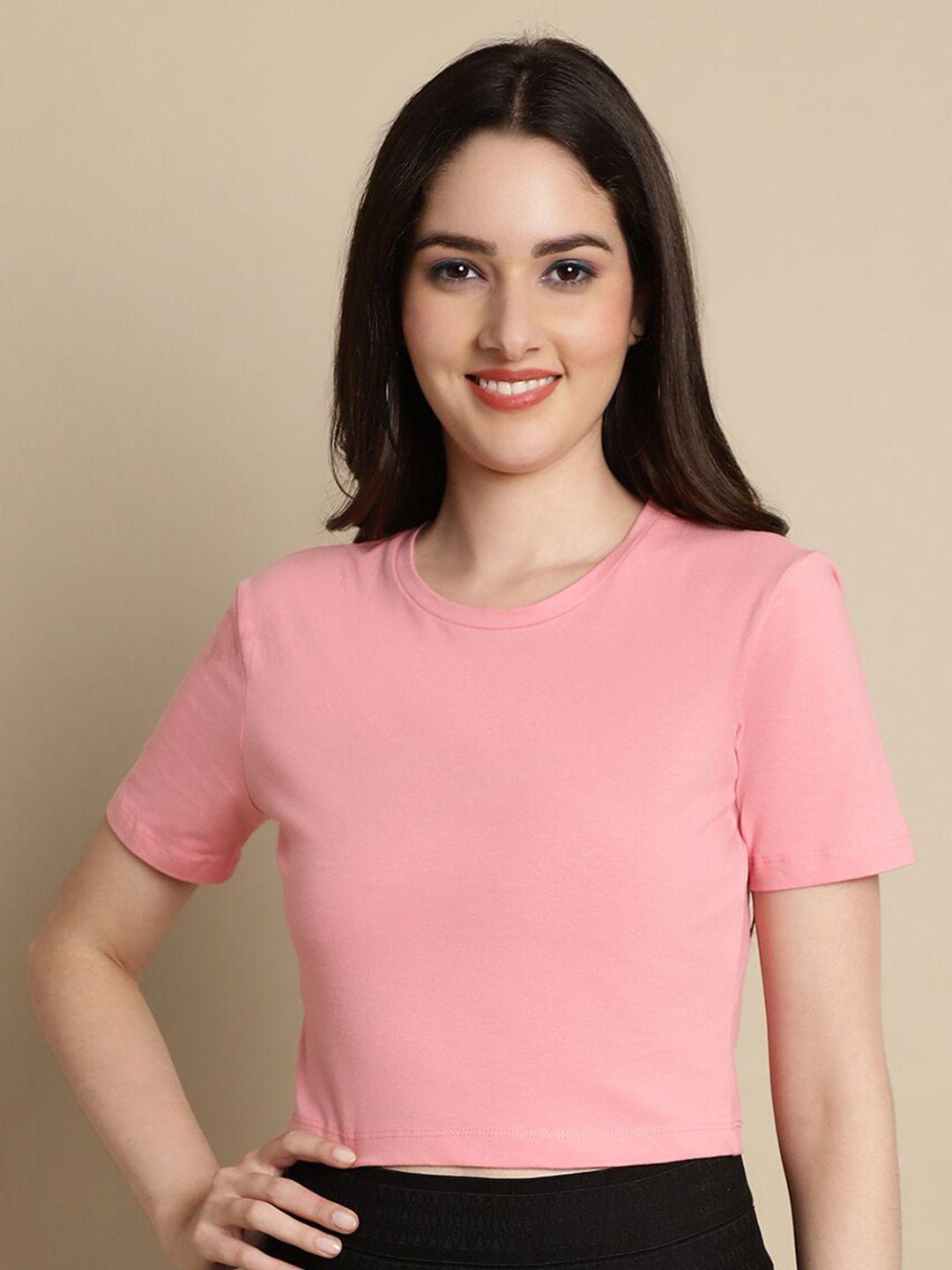 nobarr cotton round neck crop top