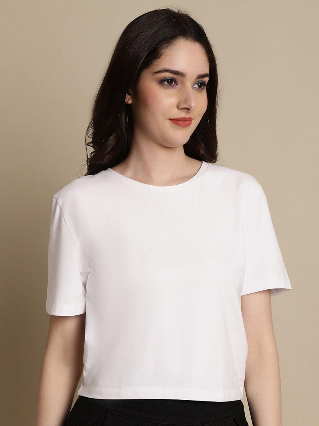 nobarr cotton round neck crop top