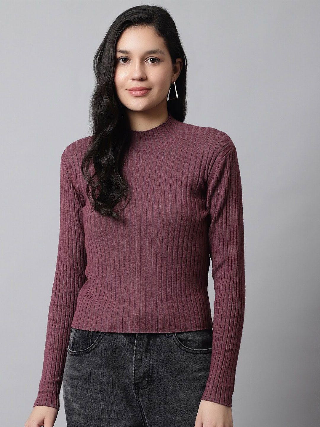 nobarr ribbed mock collar long sleeves pullover sweater
