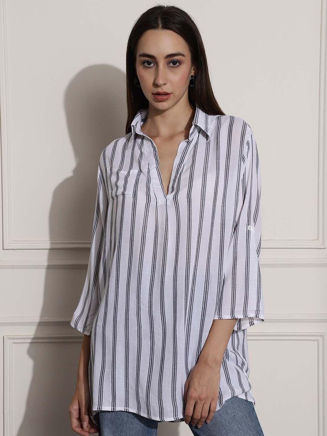 nobarr striped shirt style top