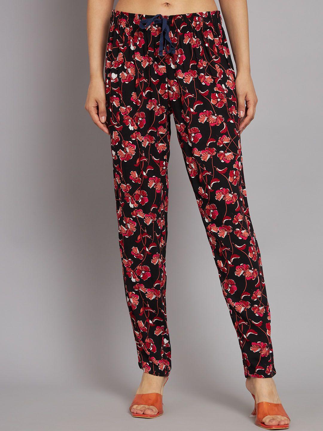 nobarr women floral printed elastic waistband  trouser