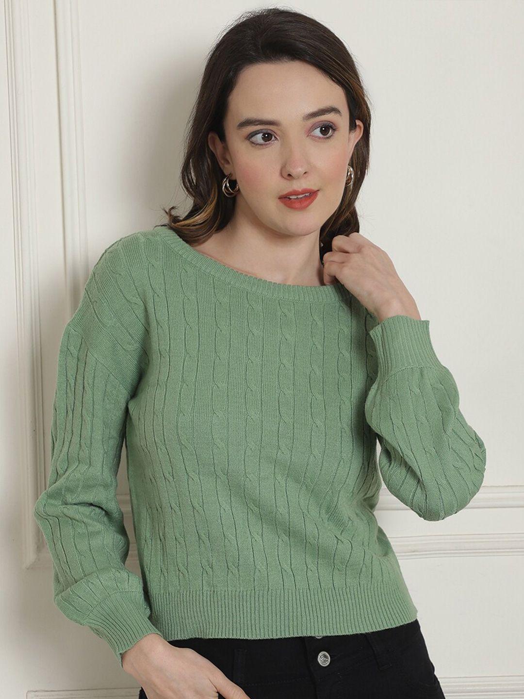 nobarr women green long sleeves pullover