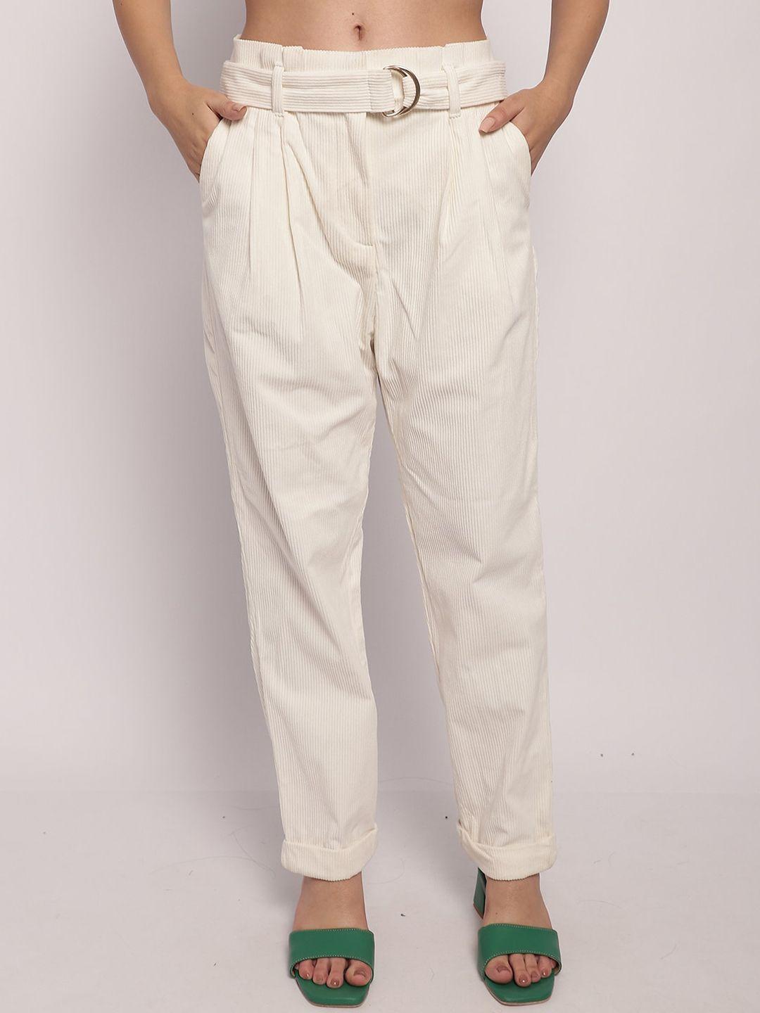 nobarr women pleated peg trousers comes with belt