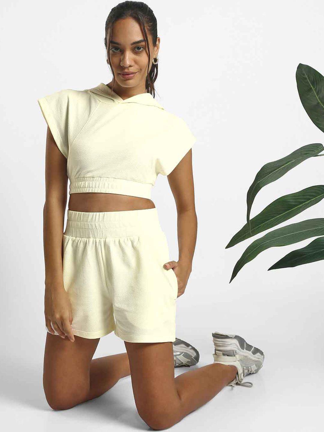 nobero textured crop top with shorts co-ords