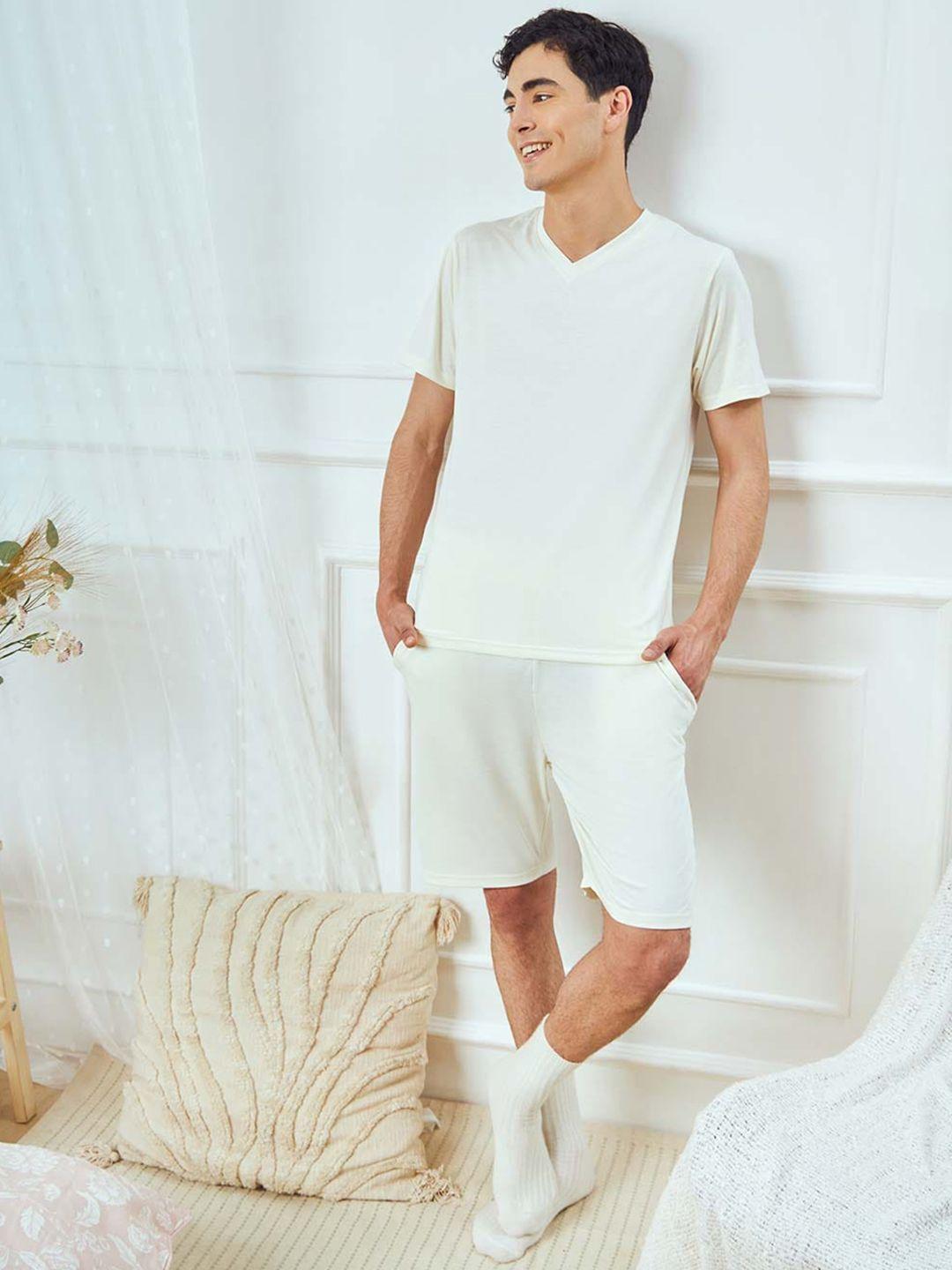 nobero men t-shirt with shorts cotton night suit