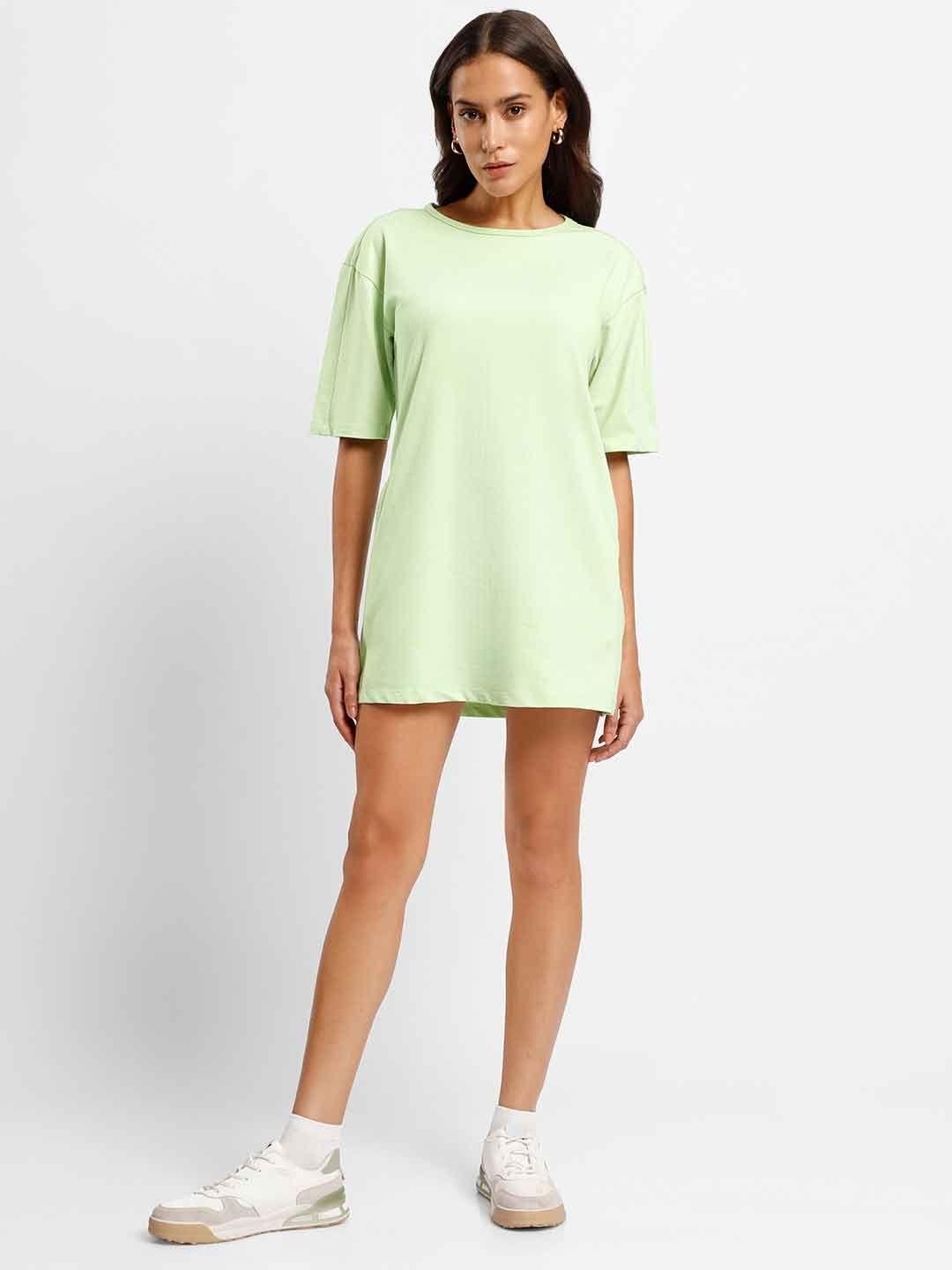 nobero round neck drop shoulder cotton t-shirt mini dress