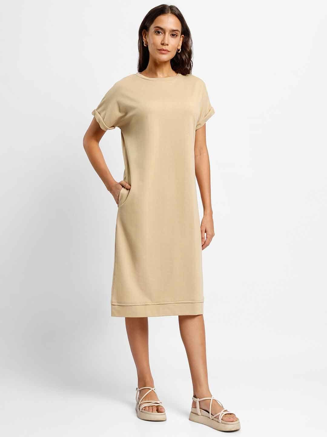 nobero round neck extended sleeves t-shirt dress