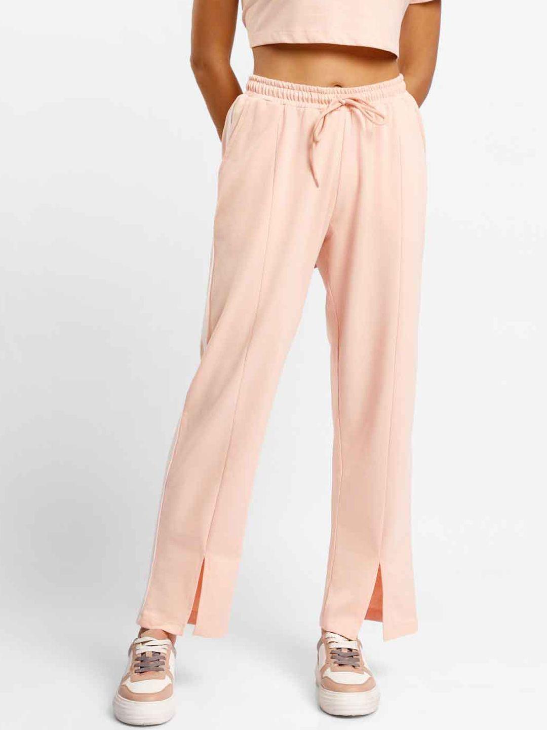 nobero women pink straight fit trousers