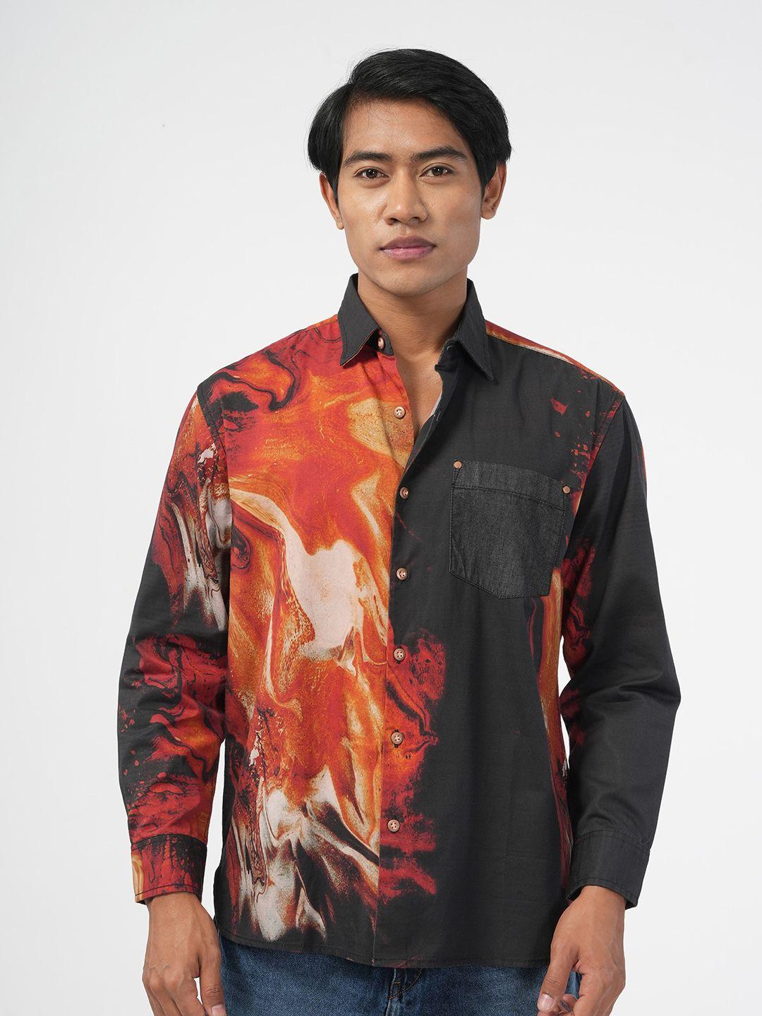 nobiy abstract printed pure cotton casual shirt