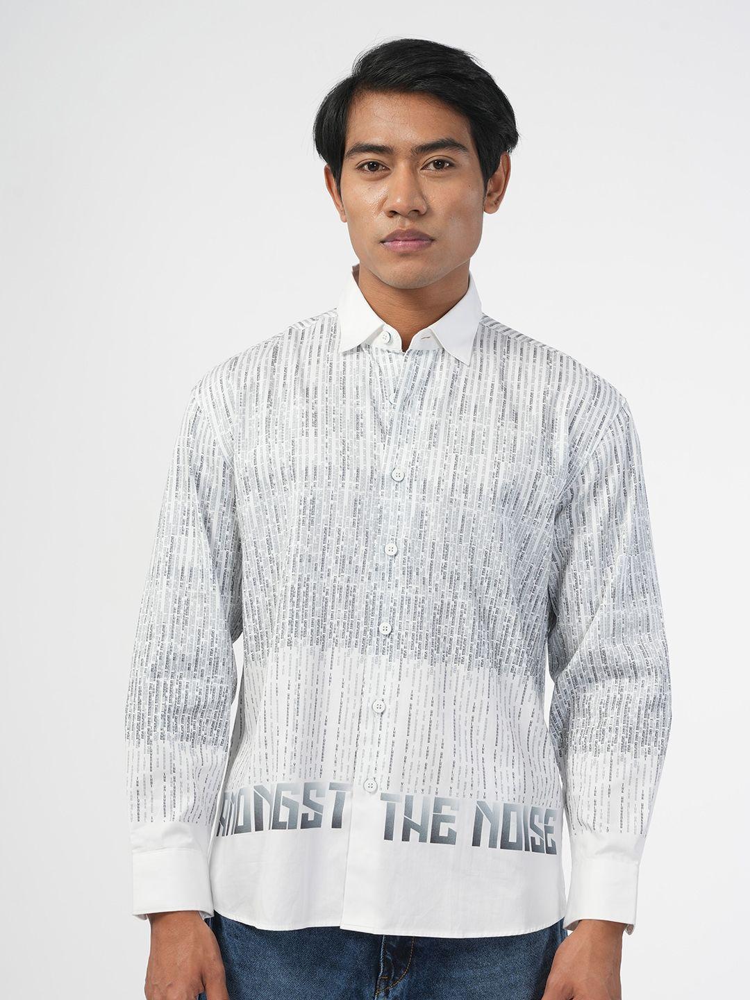 nobiy typography printed pure cotton casual shirt