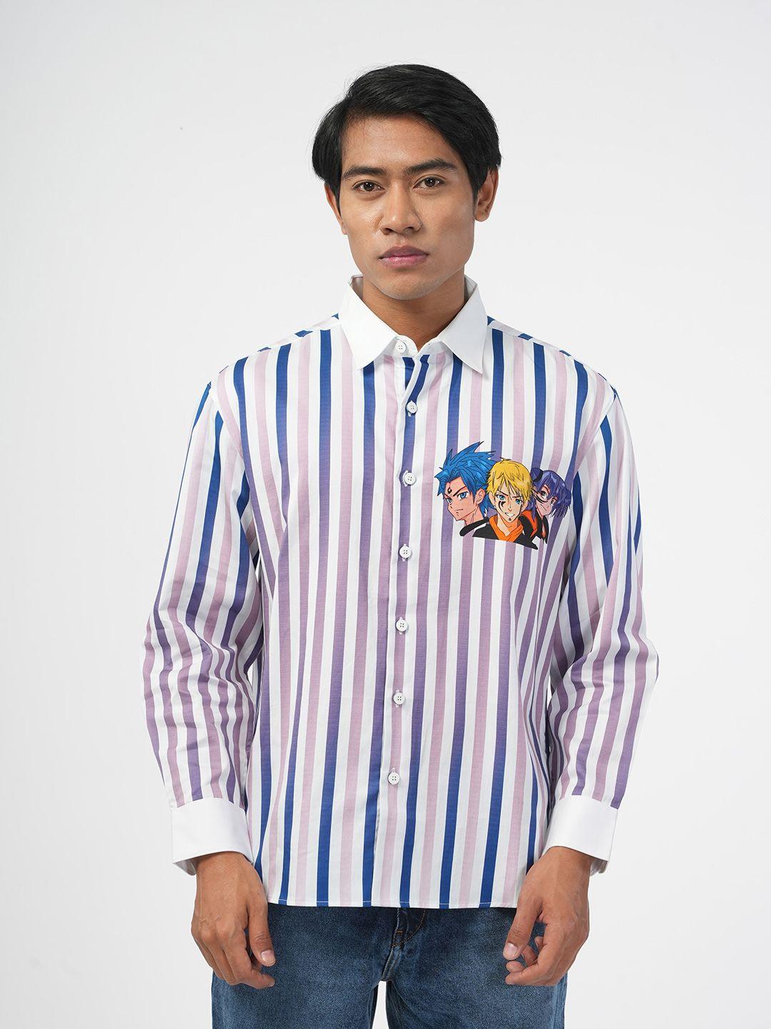 nobiy vertical striped pure cotton naruto details casual shirt