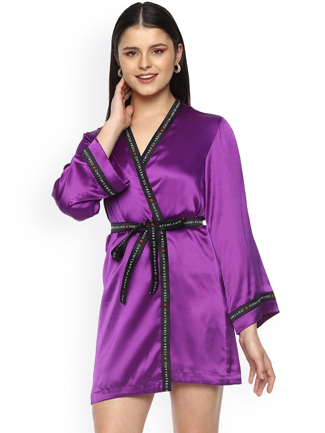 nochee vida women solid lavender robe