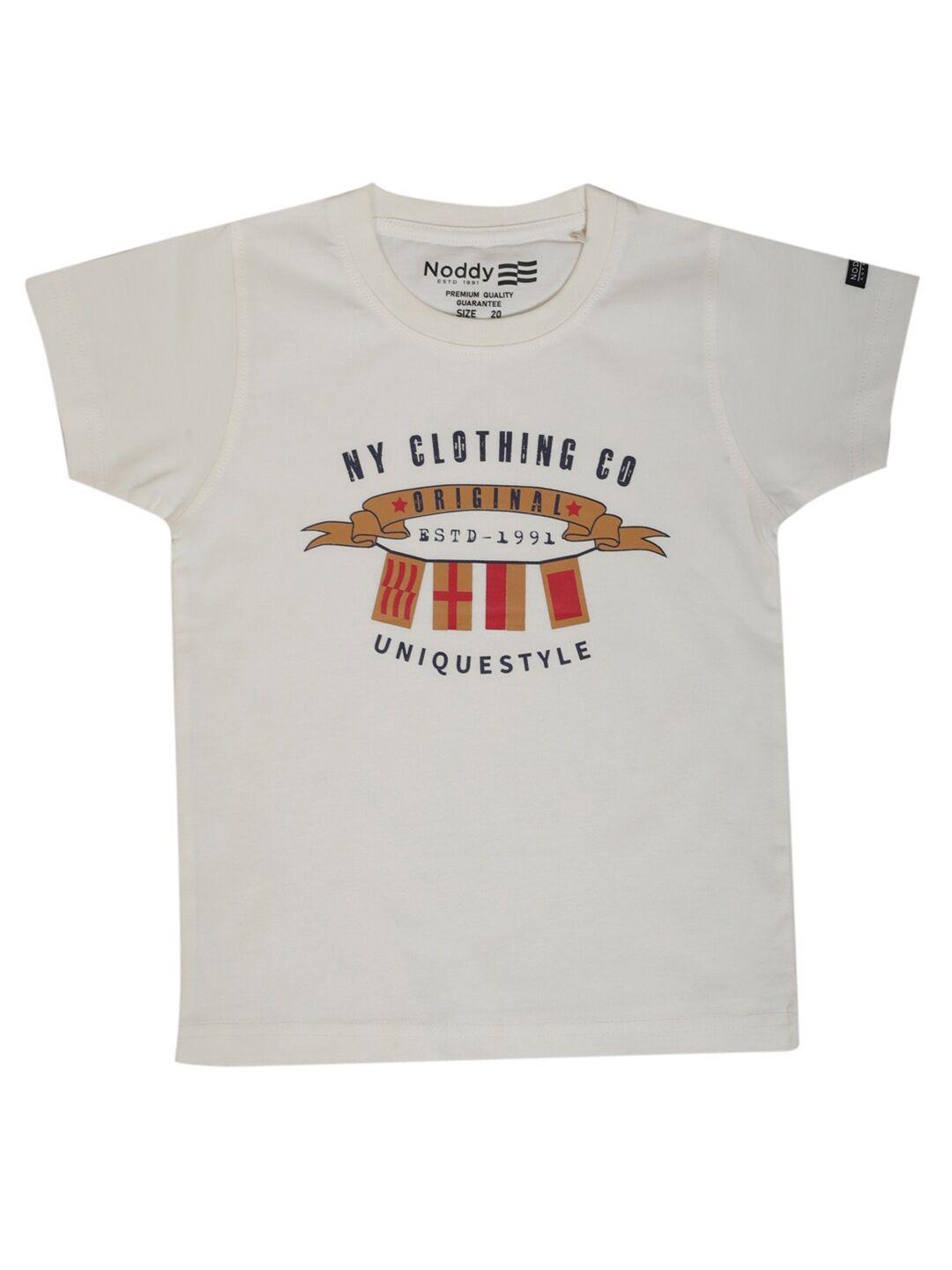 noddy boys white typography printed t-shirt