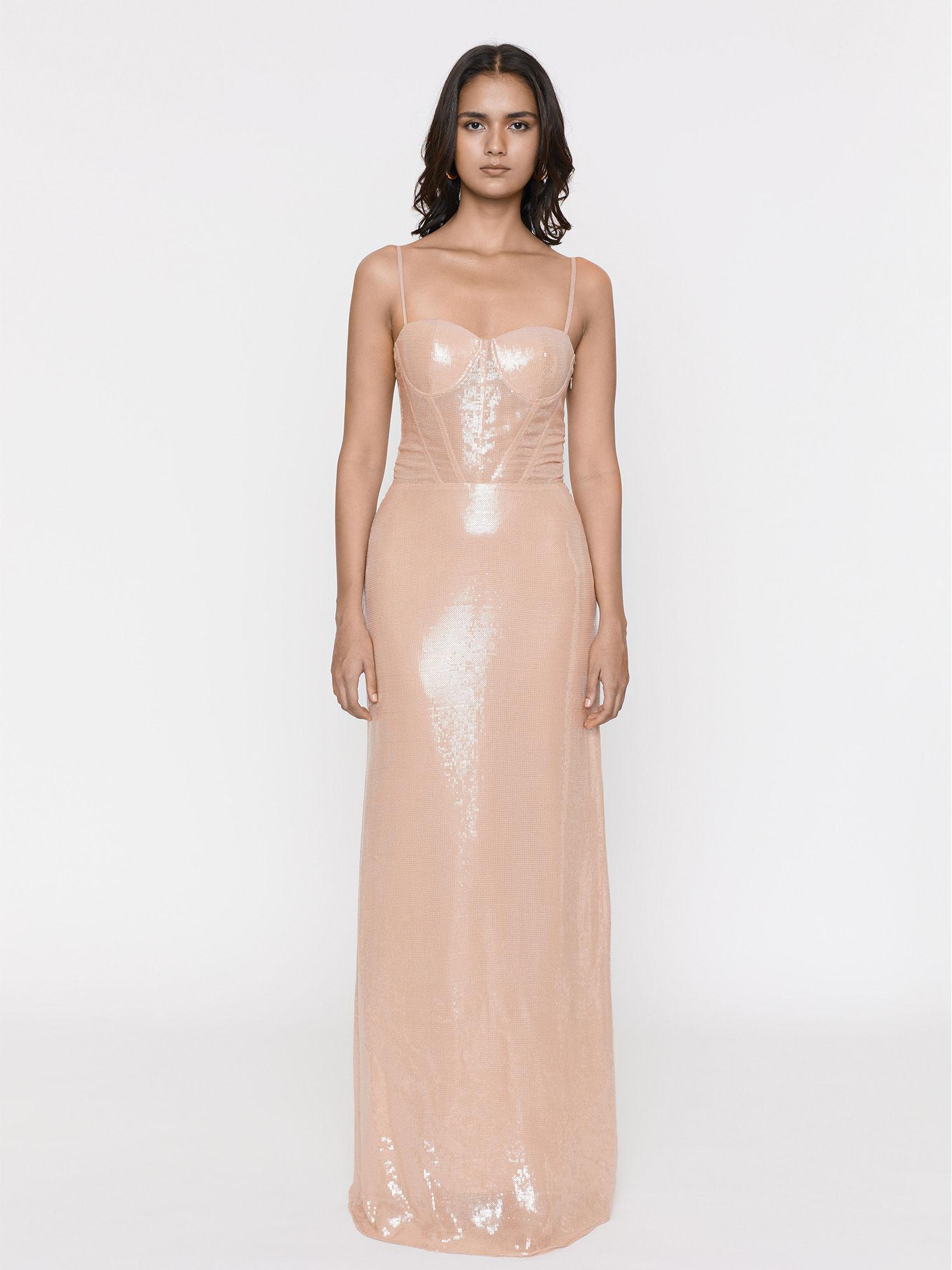 noelle nude sequins gown