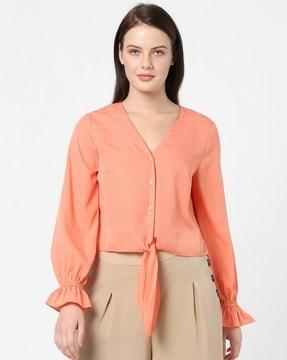 noemi v-neck top with tie-up