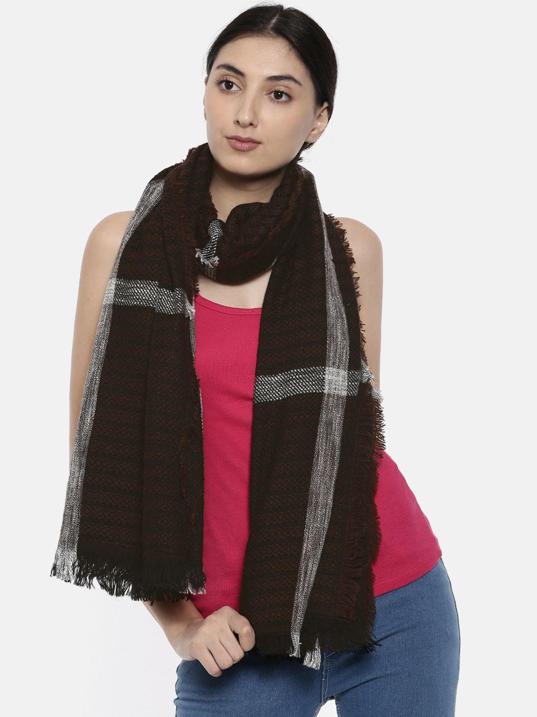 noi brown & black woven design shawl