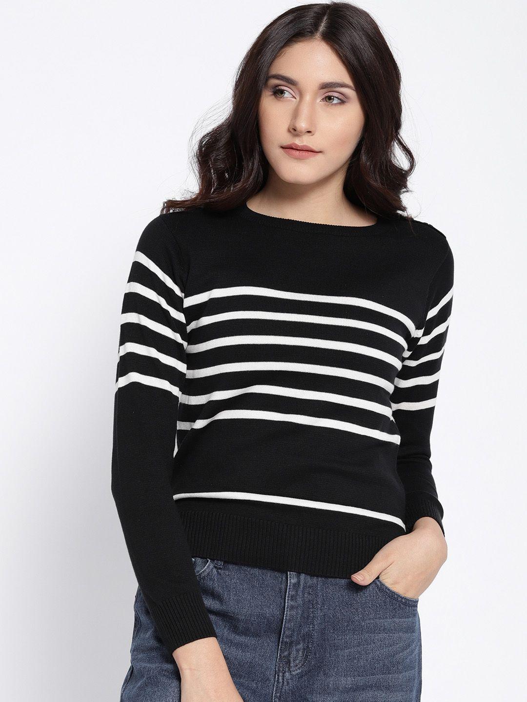 noi women black & white striped pullover