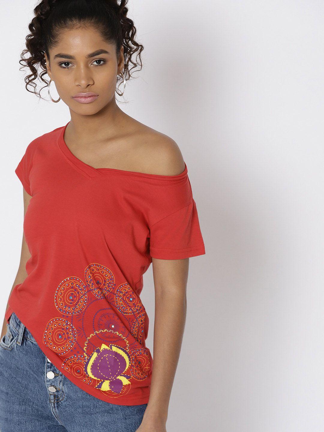 noi women red printed top