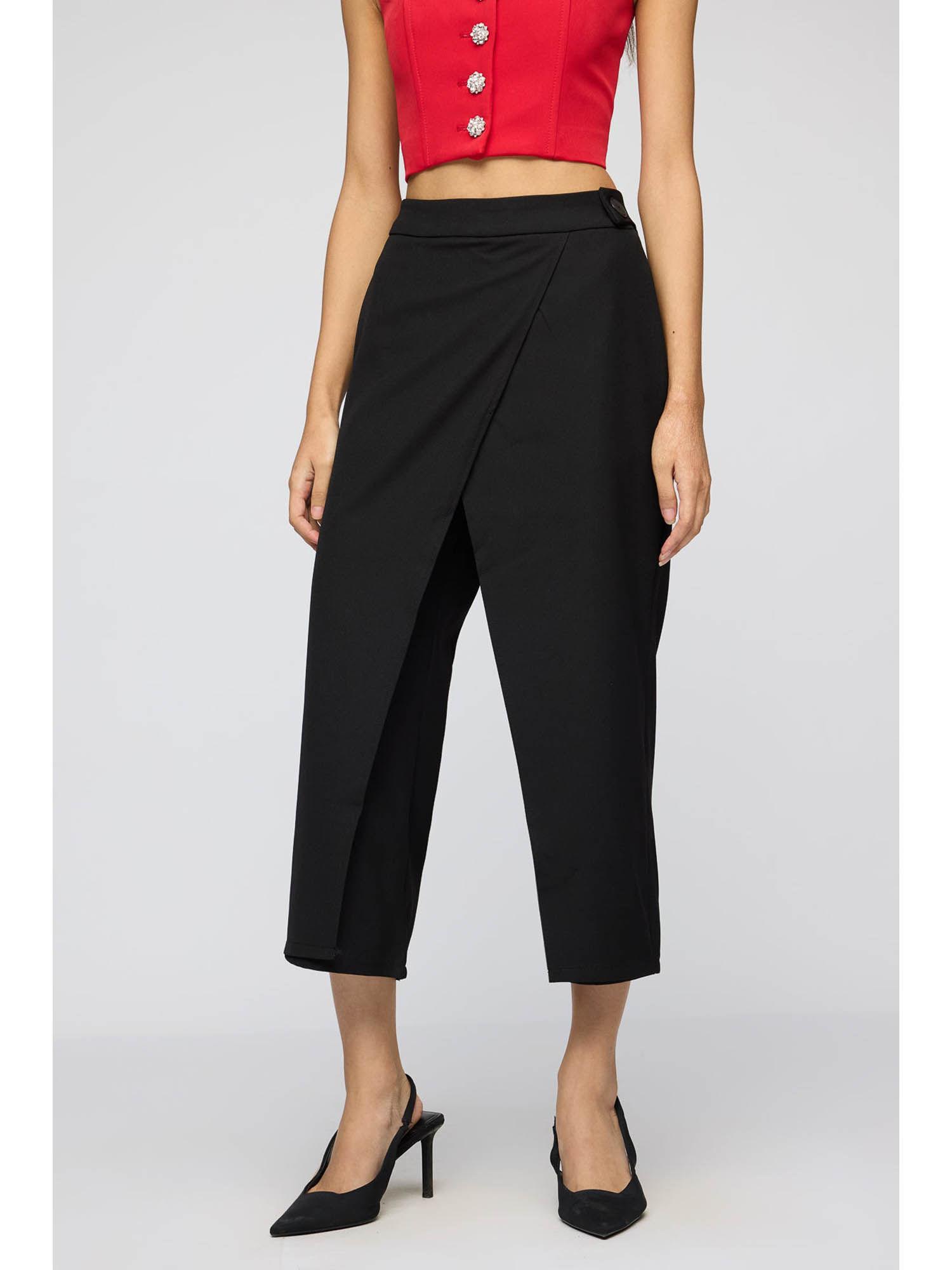 noir wrap up cropped korean pants