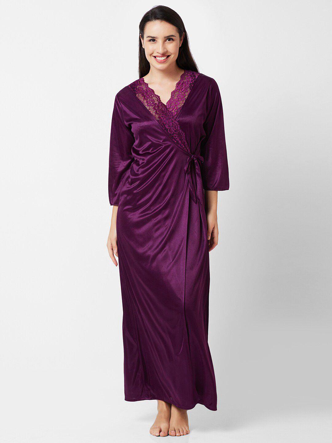 noira lace inserted maxi nightdress with robe