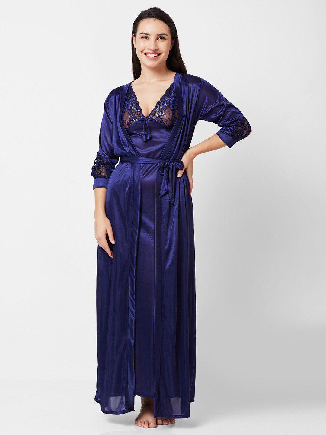 noira lace satin maxi nightdress with robe