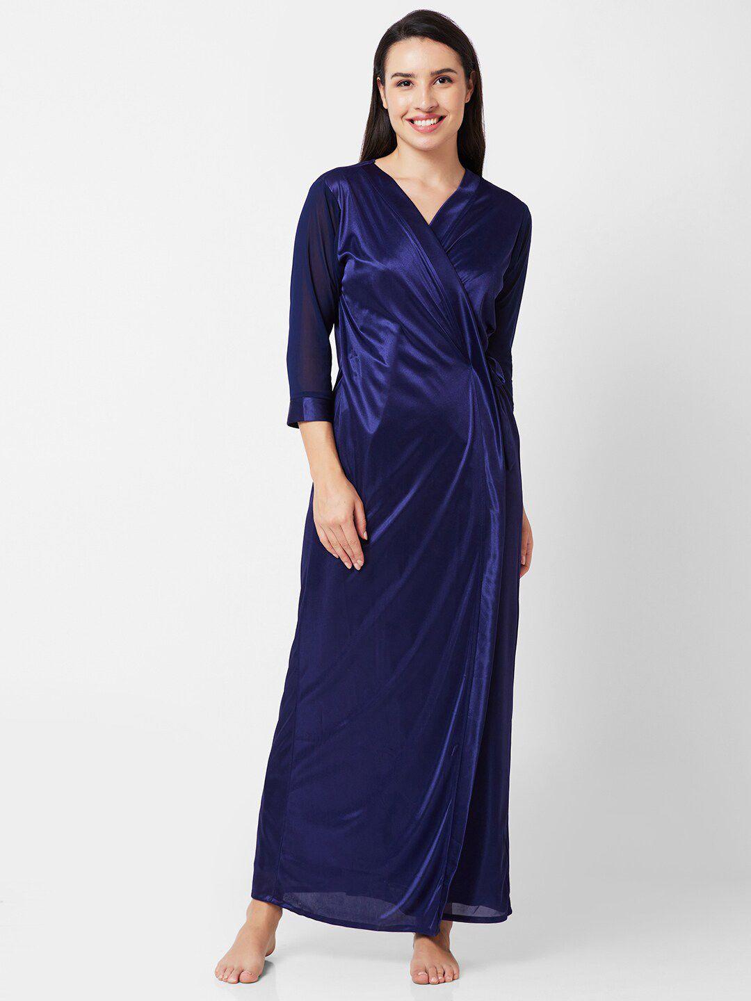 noira laced shoulder straps maxi nightdress with robe