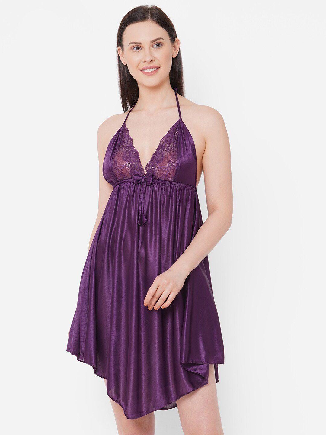 noira satin halter neck baby doll with asymmetric