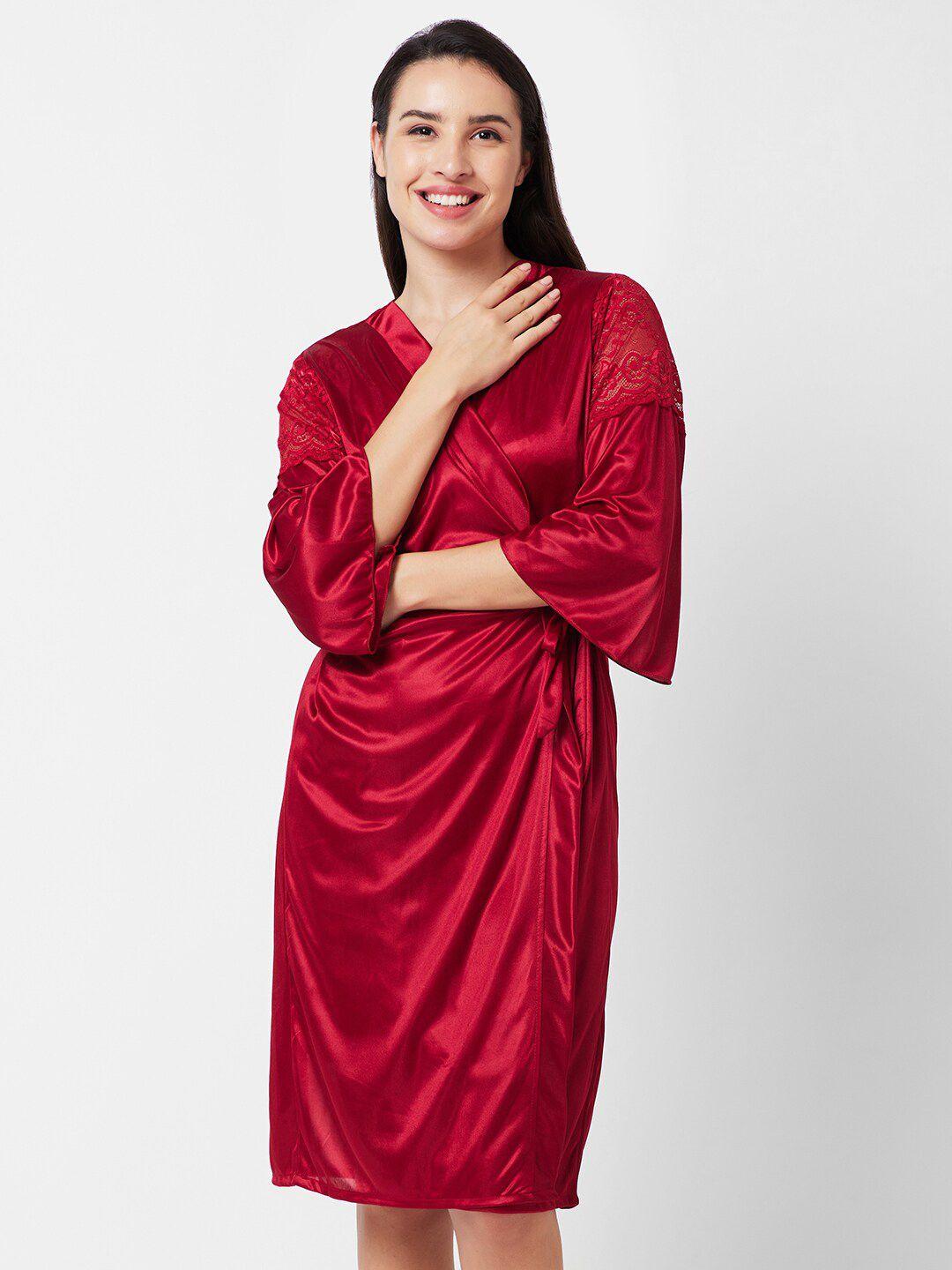 noira shoulder straps satin nightdress with robe