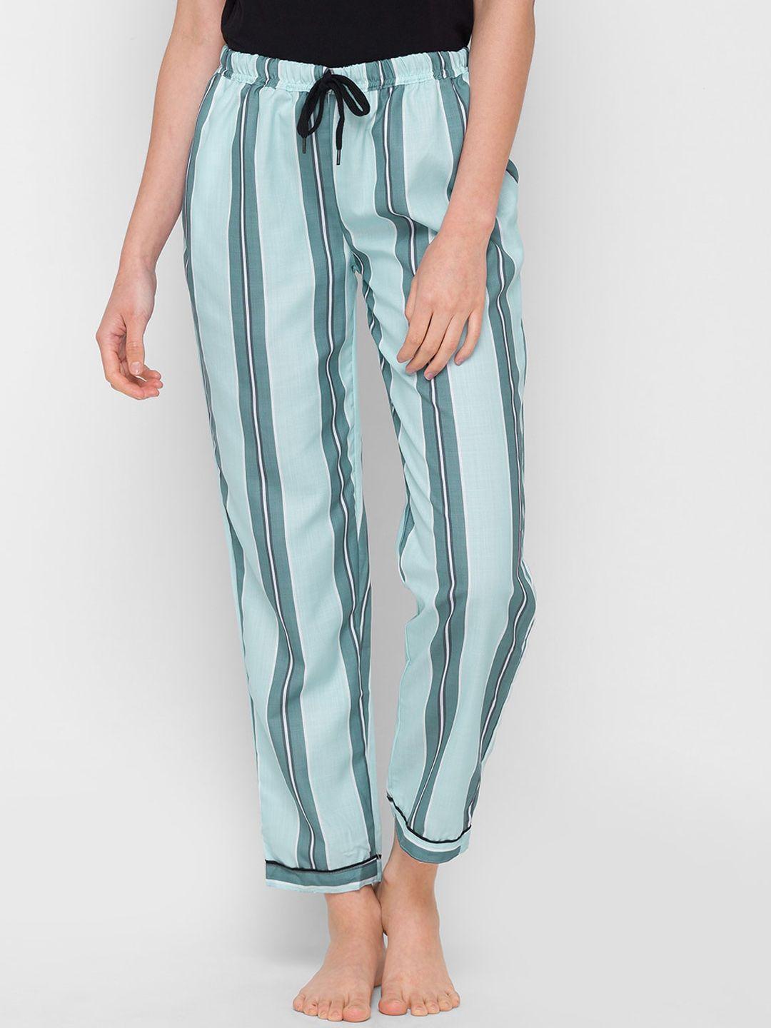 noira women blue striped cotton lounge pants
