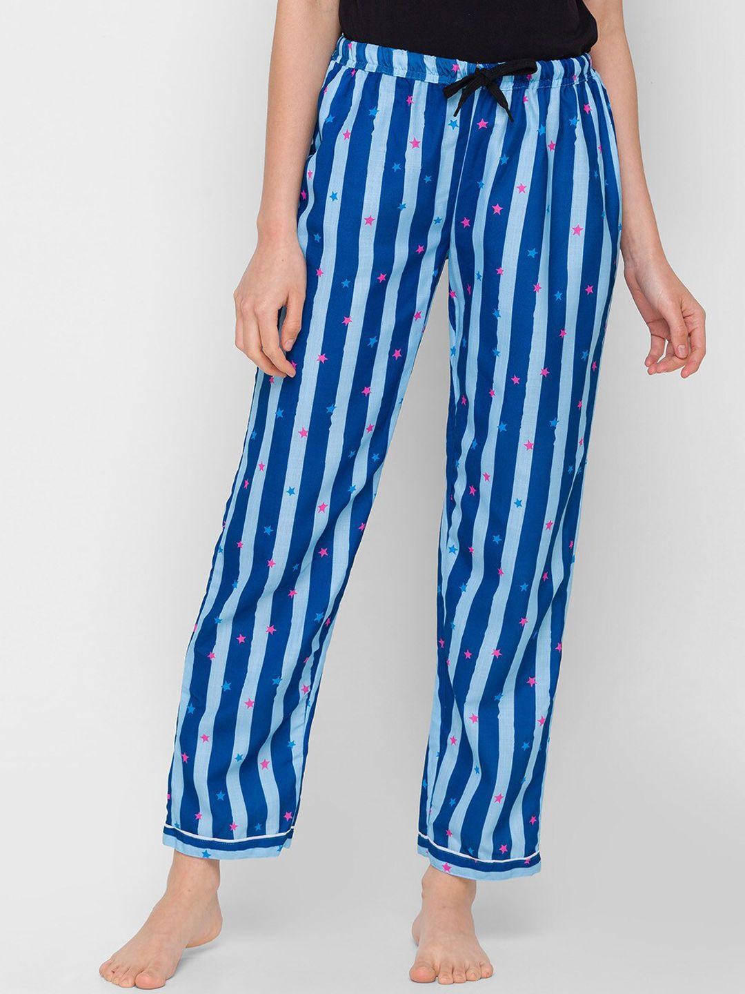 noira women blue striped lounge pants
